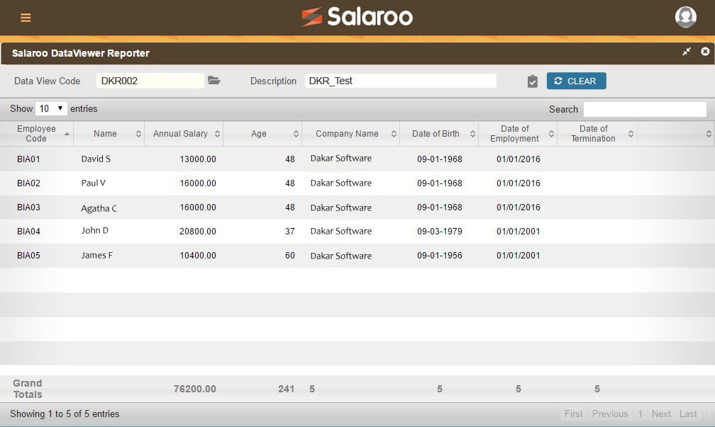 Salaroo online dataviewer